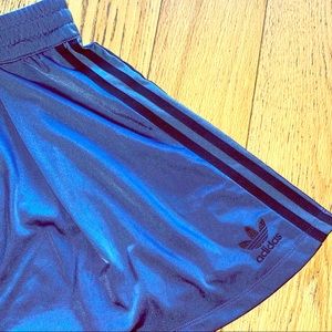 WOMENS BLUE 3 STRIPE FLARED MINI SKIRT BY ADIDAS